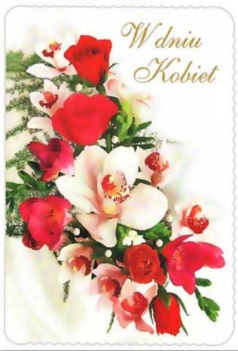 Kartka z bukietem kwiatów na dzień kobiet